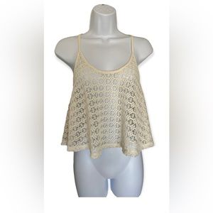VS Beige Flowy Crochet Racerback Coverup Crop Top